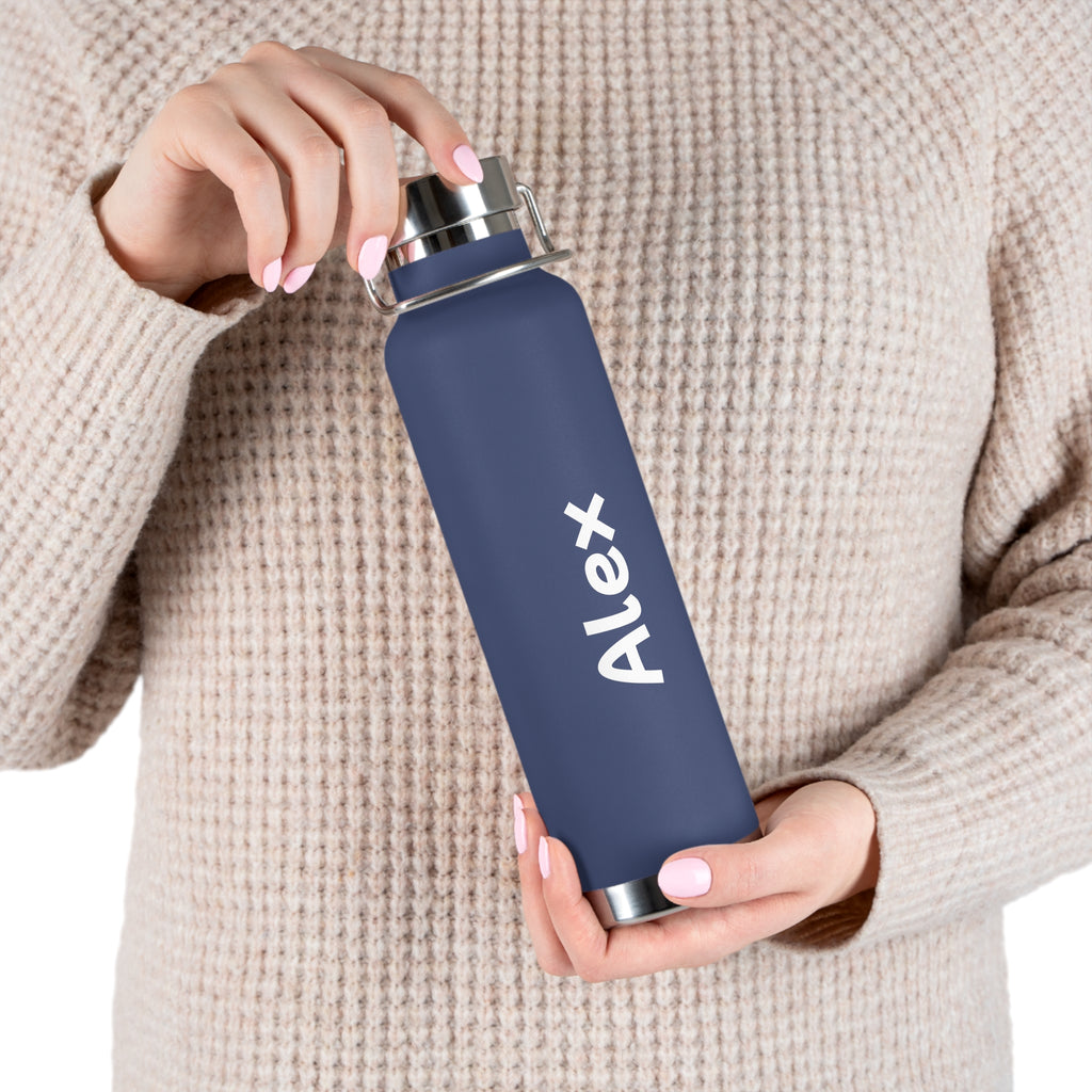 Personalized 22oz Copper Vacuum Insulated Bottle — Custom Name Stainless Steel Water Bottle