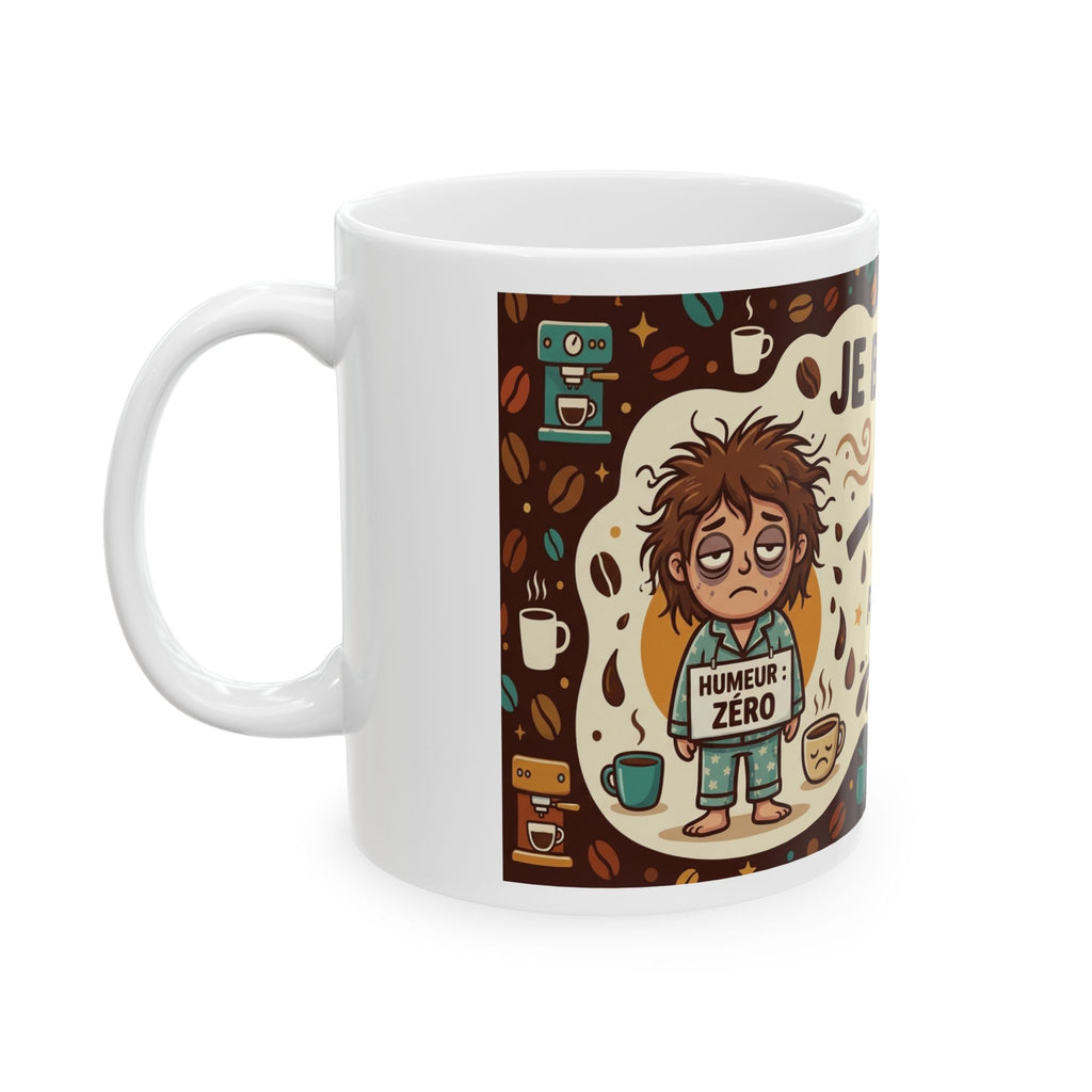 Je Bois du Café French Coffee Mug — Funny Vintage Cartoon Ceramic Coffee Cup (11oz/15oz)
