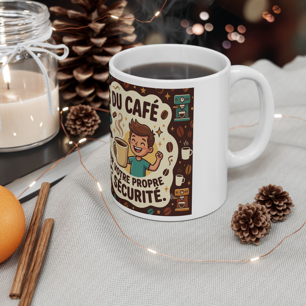 Je Bois du Café French Coffee Mug — Funny Vintage Cartoon Ceramic Coffee Cup (11oz/15oz)