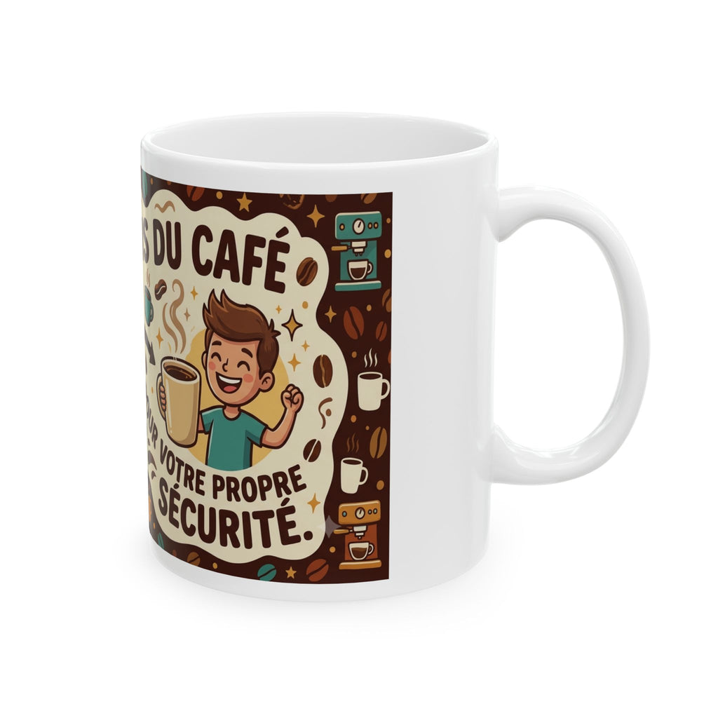Je Bois du Café French Coffee Mug — Funny Vintage Cartoon Ceramic Coffee Cup (11oz/15oz)